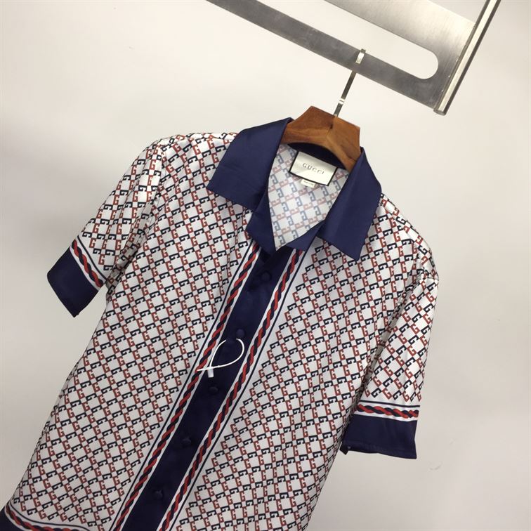 GUCCI GEOMETRIC G PRINT MUSLIN BOWLING SHIRT – GGS023