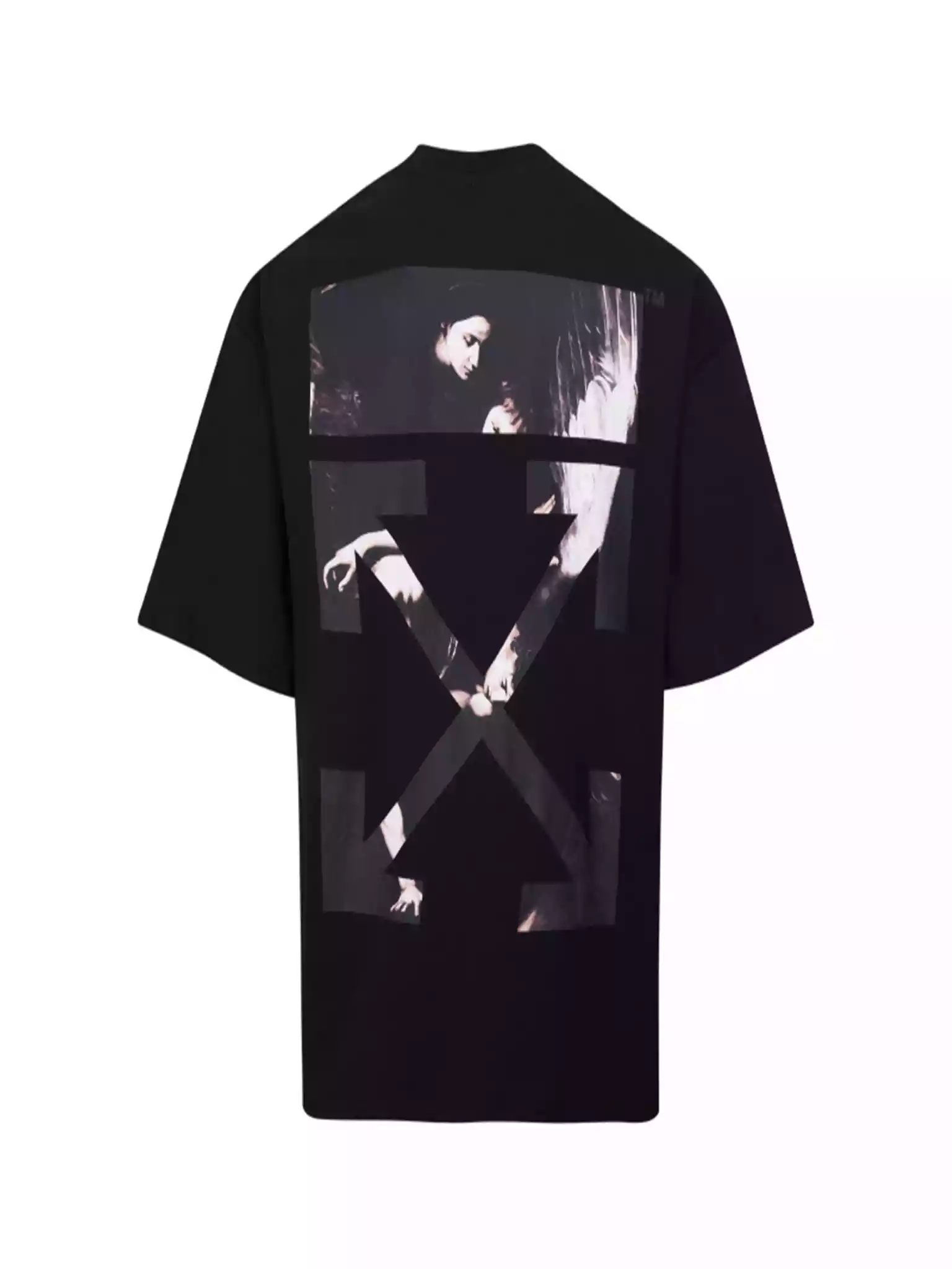 OFF-WHITE Caravaggio Arrow Short Sleeve Tee in Black & Multi – OWS003