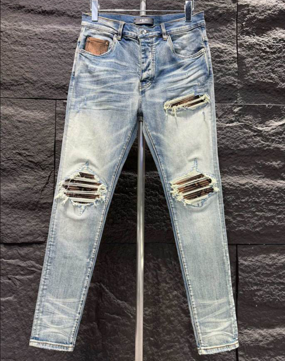 Amiri Ripp Brown Blue Jeans – AMIJ028