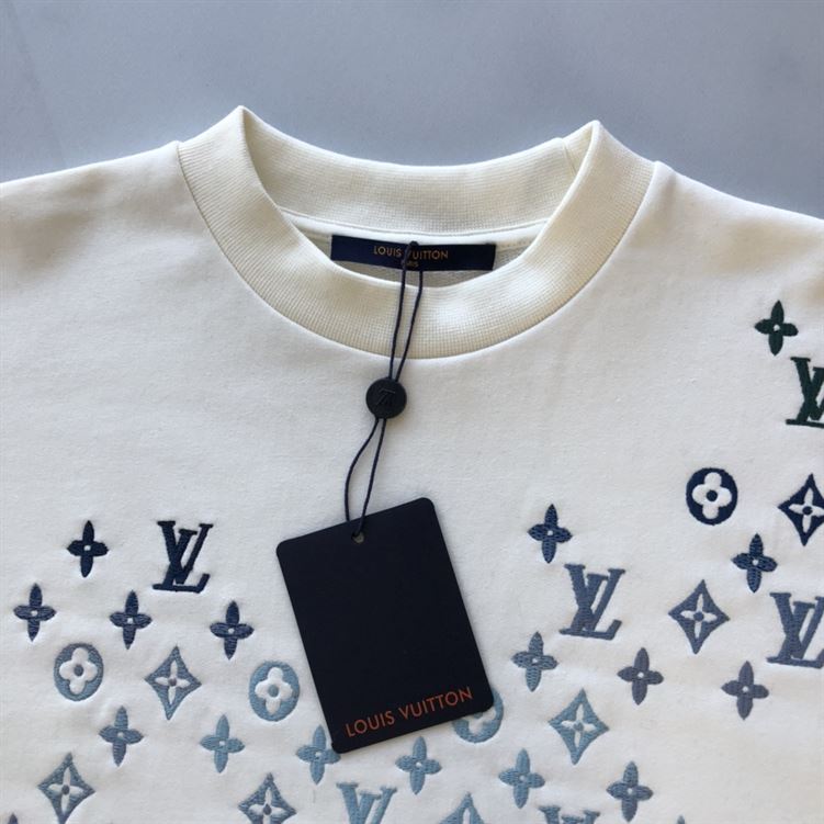 LOUIS VUITTON EMBROIDERED COTTON SWEATSHIRT MILK WHITE – LH065