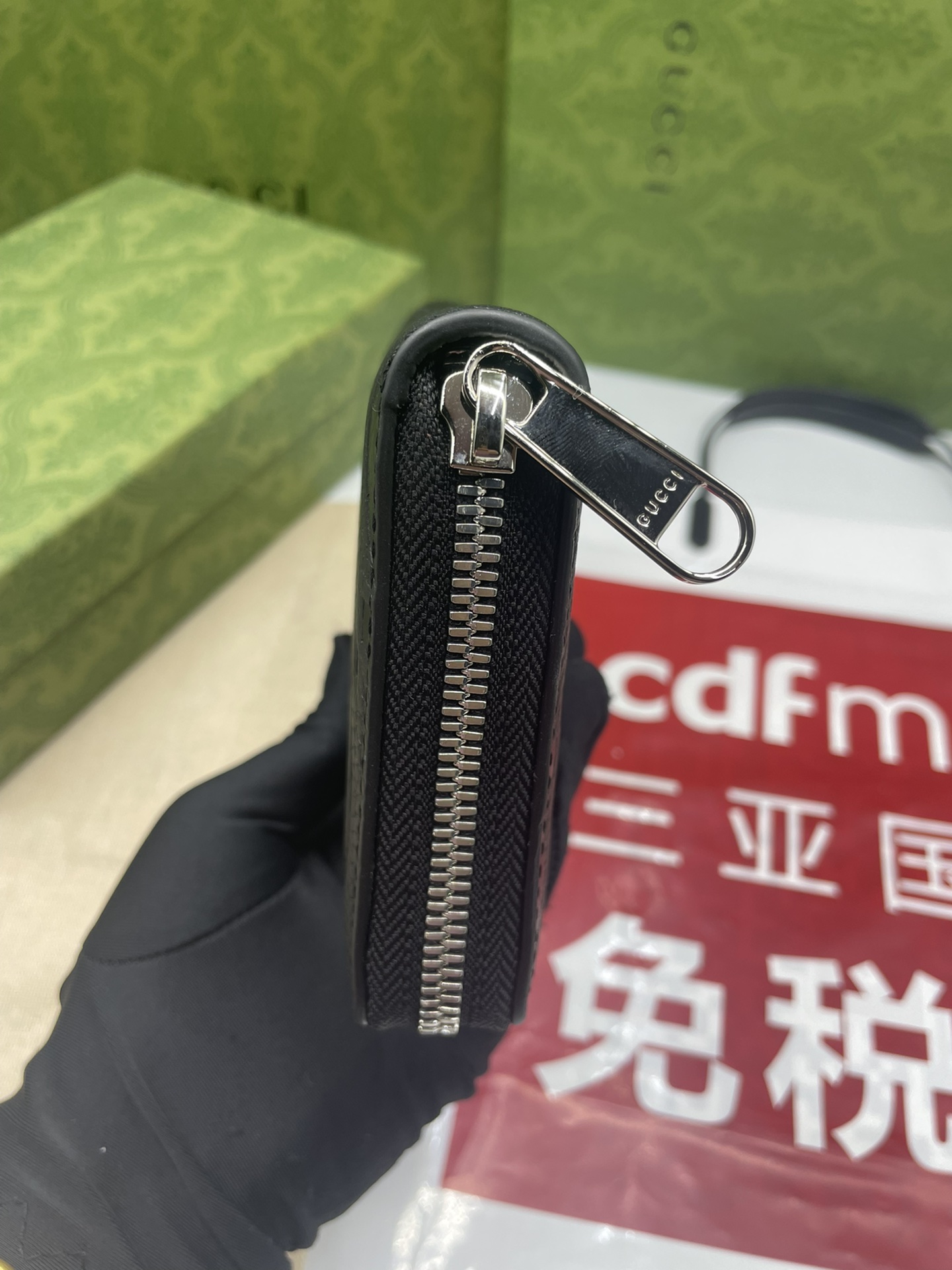 JUMBO GG ZIP AROUND WALLET BLACK LEATHER – WLG060