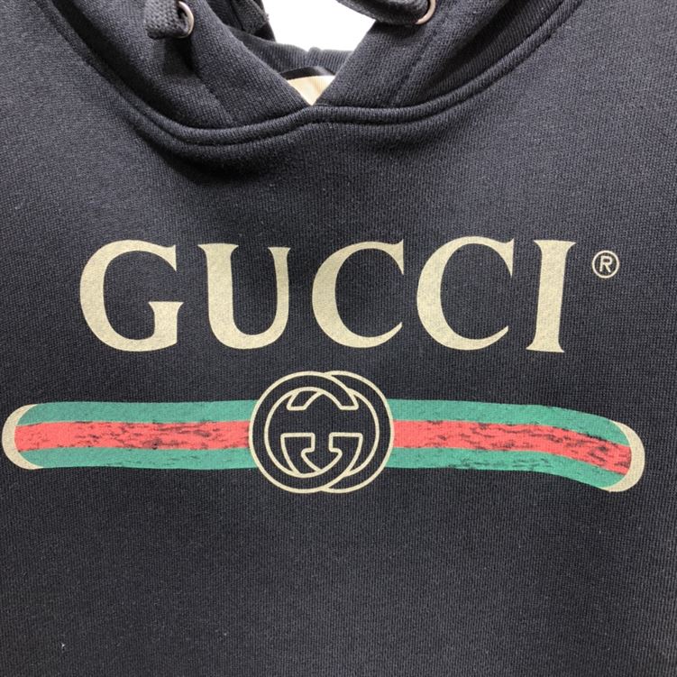 GUCCI BLACK VINTAGE LOGO COTTON SWEATSHIRT HOODED – GCK006