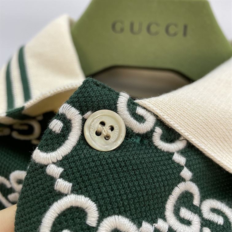 GUCCI NOJUM GG STRECH COTTON POLO IN GREEN – GGS012