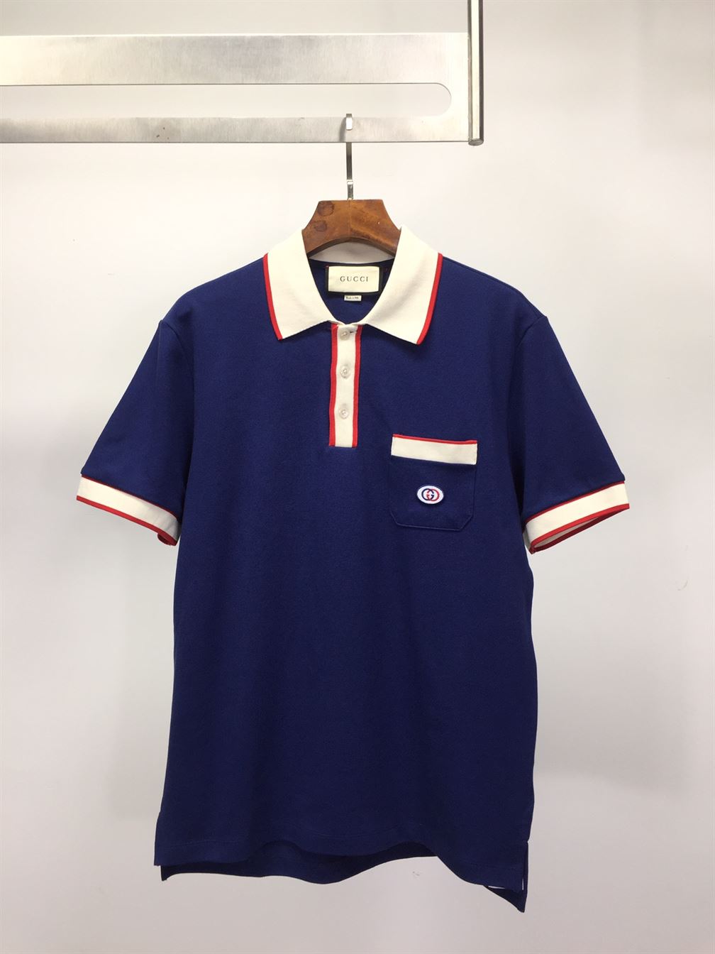GUCCI POLO GG LOGO PATCH NAVY – GGS027