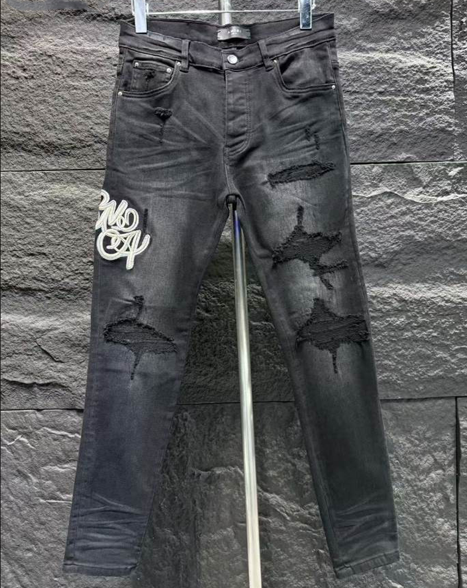 Amiri Ripp Black Embroider Jeans – AMIJ023