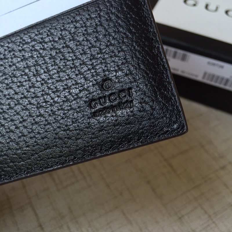 GG MARMONT LEATHER BI-FOLD WALLET IN BLACK- WLG025