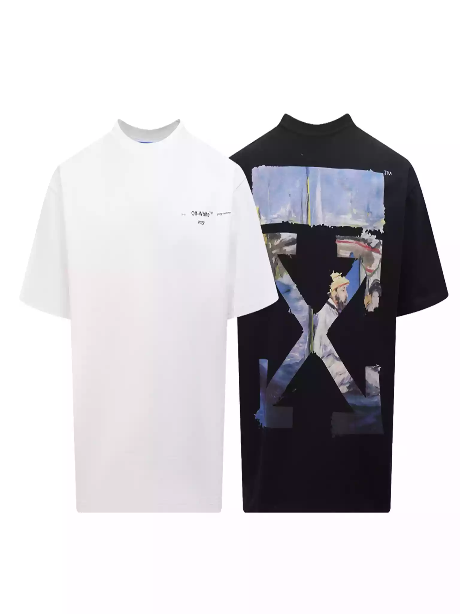 Off White Colour Painting Diagonals Arrows Tee White – OWS009