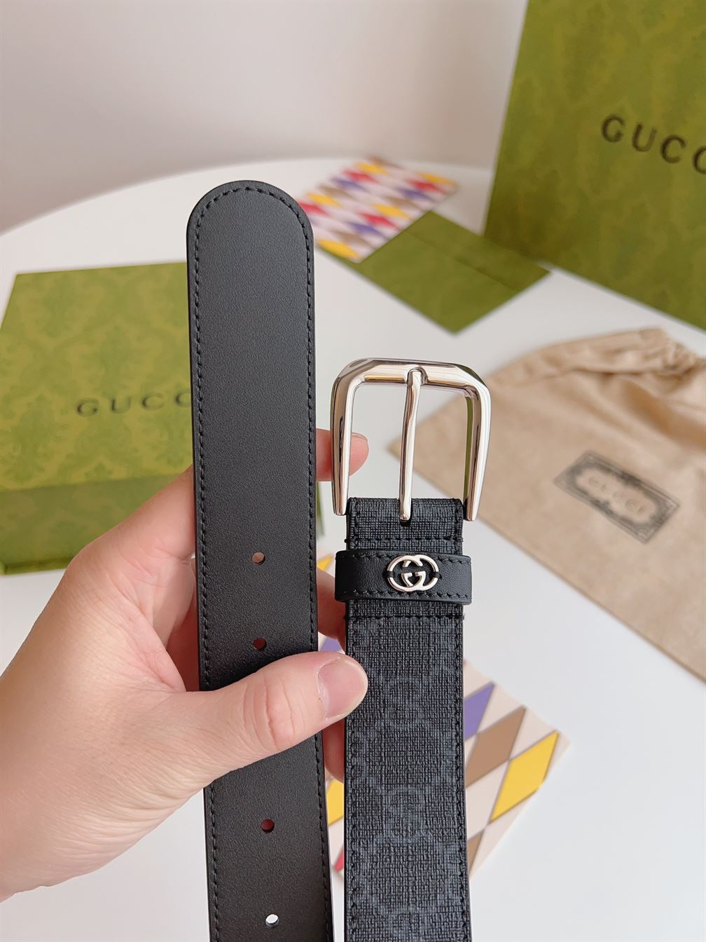 GUCCI BELT WITH INTERLOCKING G DETAIL – GB039