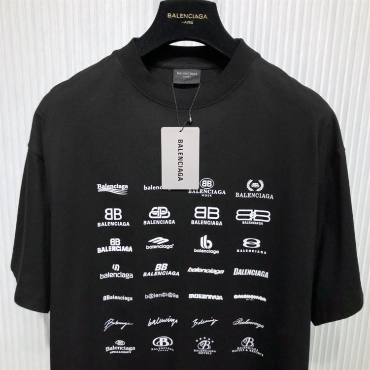 BALENCIAGA ARCHIVES LOGOS T-SHIRT OVERSIZED IN BLACK – BAS015