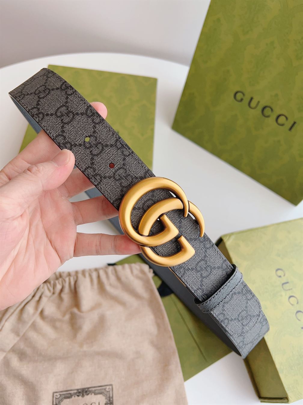 GUCCI LEATHER BELT WITH DOUBLE G – GB031