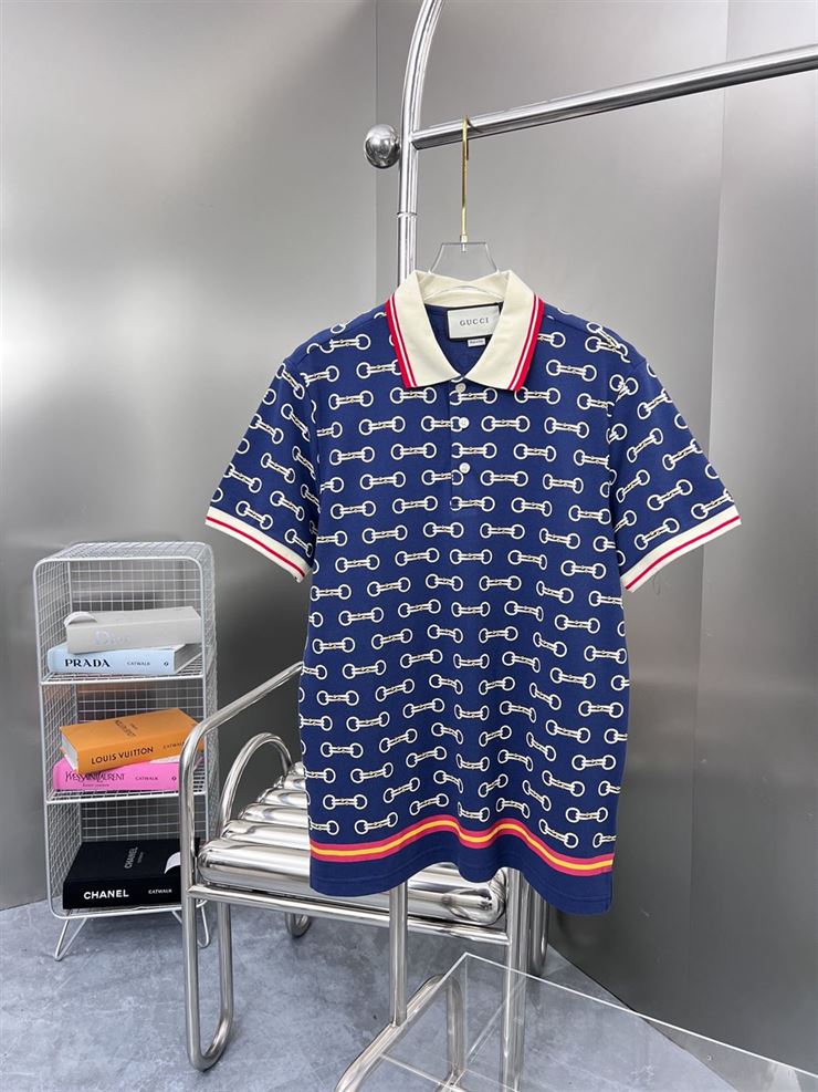 GUCCI HORSEBIT PRINT COTTON POLO SHIRT – GGS046