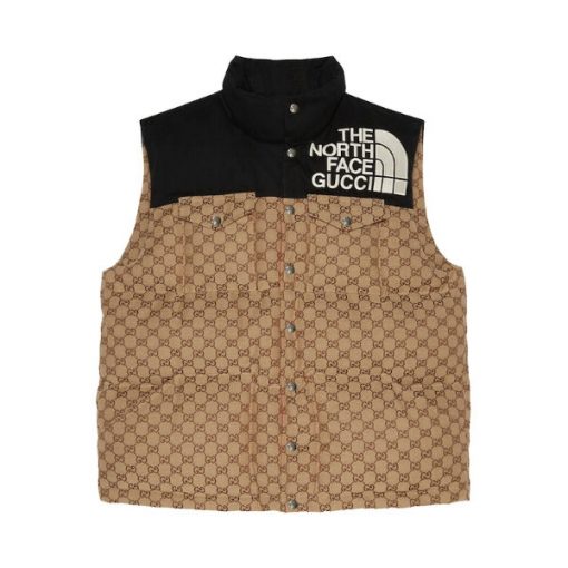 GUCCI X THE NORTH FACE GG PADDED VEST BLACK EBONY BEIGE – GCJ043