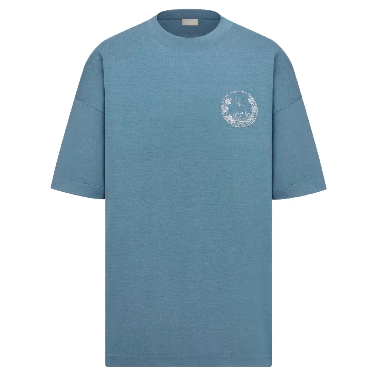CD AND HYLTON NEL KNIT T-SHIRT BLUE COTTON AND SILK JERSEY – DOT048