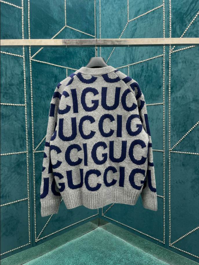 Gucci Grey Wool All-Over Logo Knitwear – GCK062