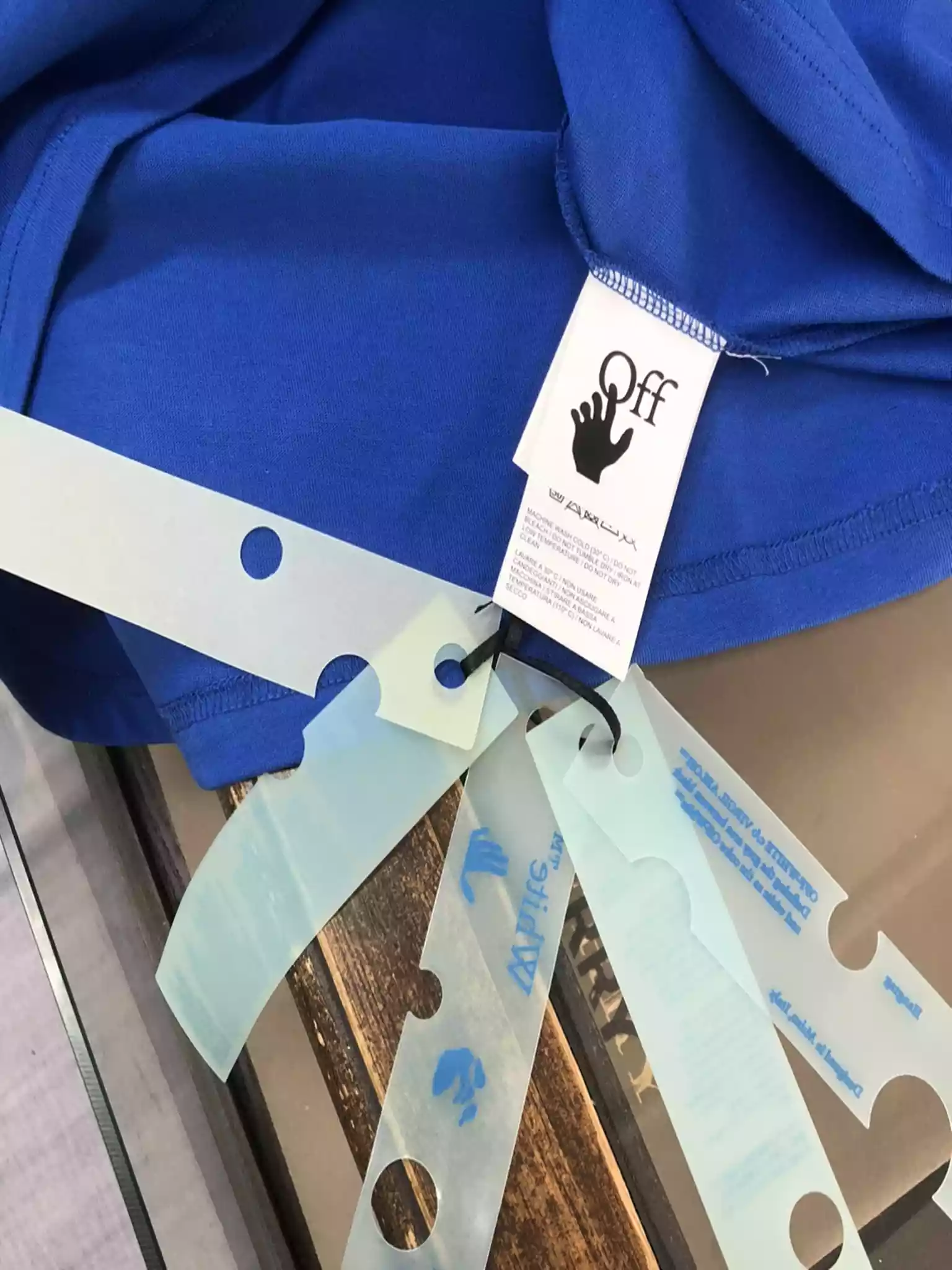 Off-White Blue Logo Stitch T-shirt – OWS030