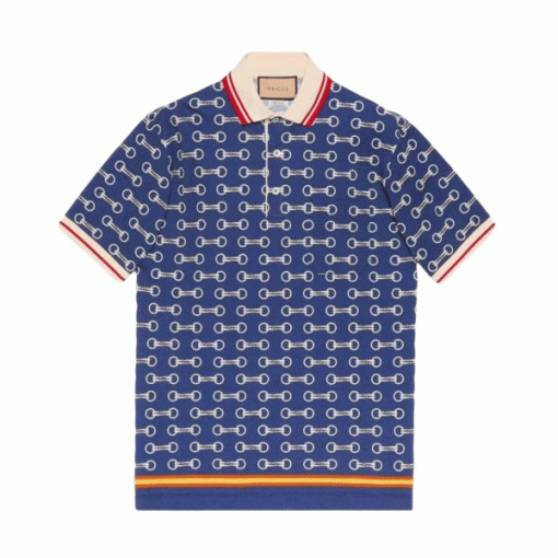 GUCCI HORSEBIT PRINT COTTON POLO SHIRT – GGS046