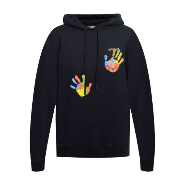 OFF-WHITE BLACK PRINTED HOODIE – OS015