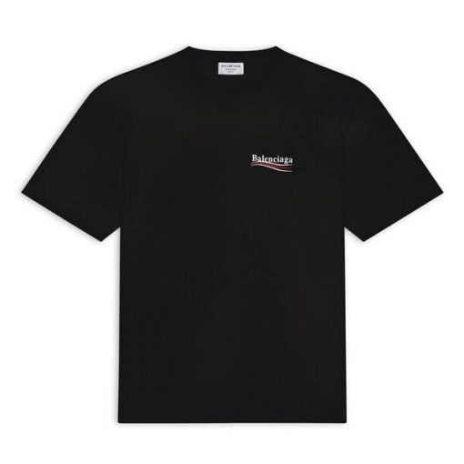 BALENCIAGA MEN’S POLITICAL CAMPAIGN T-SHIRT REGULAR FIT IN BLACK – BAS002