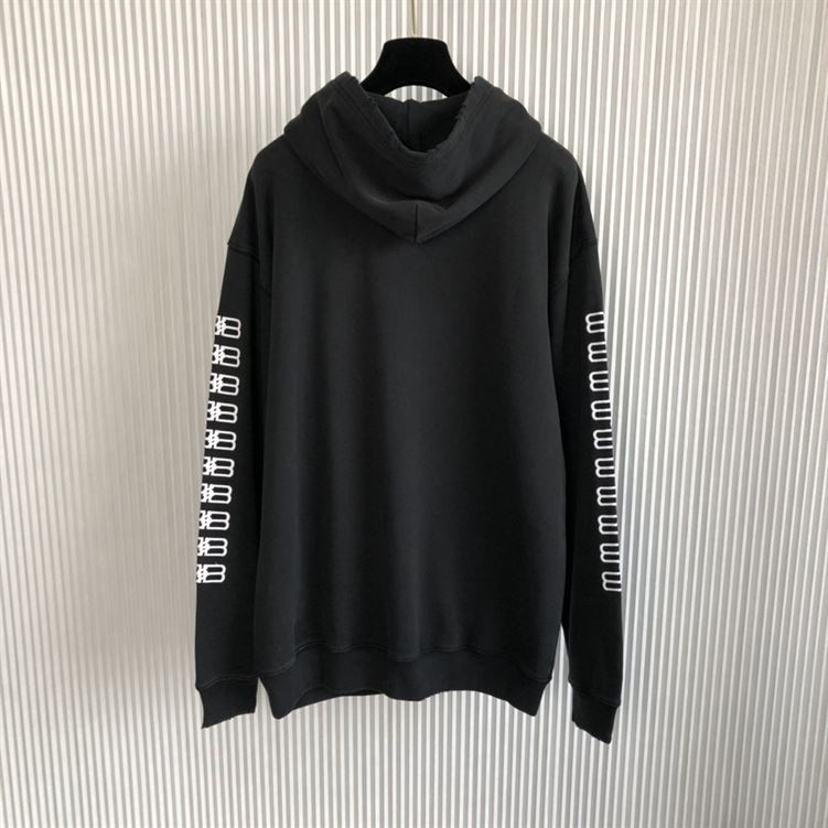 BALENCIAGA PARIS ICON HOODIE MEDIUM FIT IN BLACK – BH002