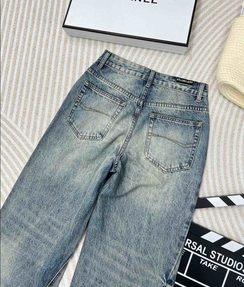 Balenciaga Irregular Drawstring Blue Jeans – BAJ002