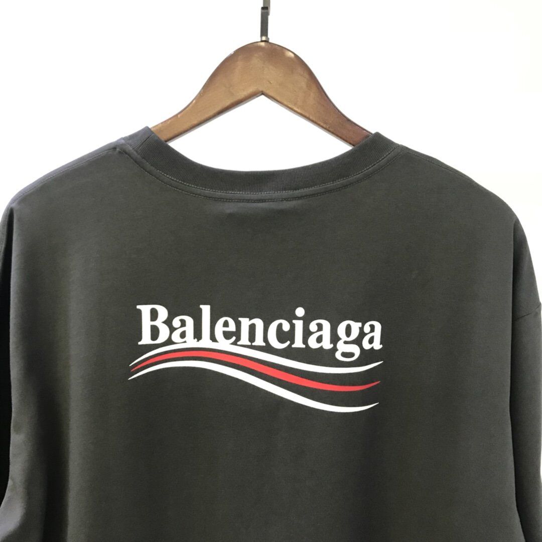 BALENCIAGA MEN’S POLITICAL CAMPAIGN T-SHIRT LARGE FIT IN GREY – BAS019