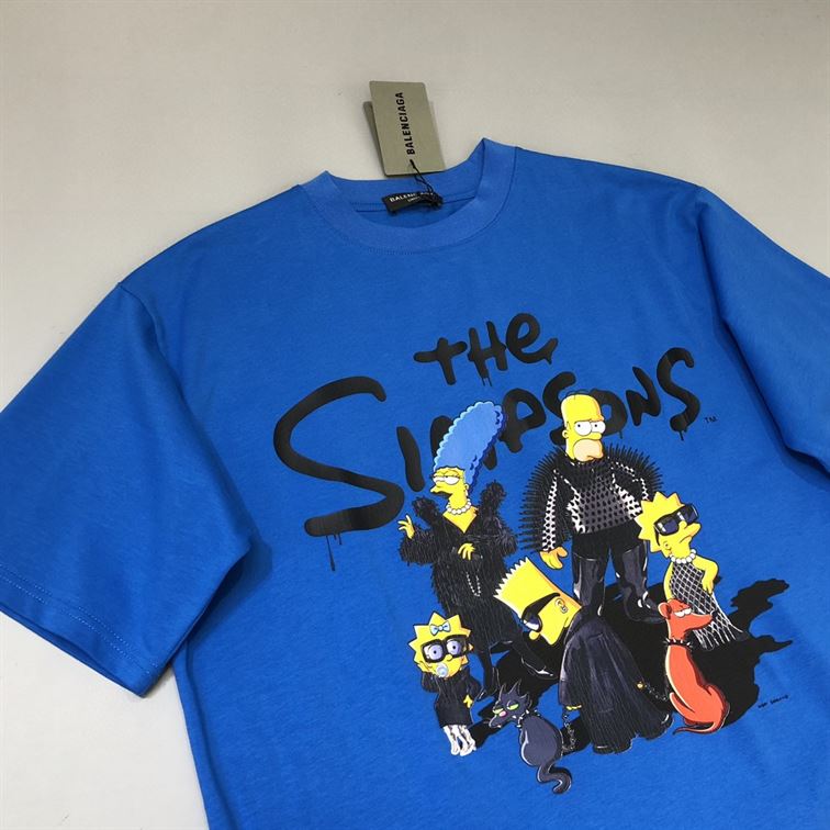 BALENCIAGA MEN’S THE SIMPSONS TM  20TH TELEVISION T-SHIRT OVERSIZED IN INDIGO – BAS006