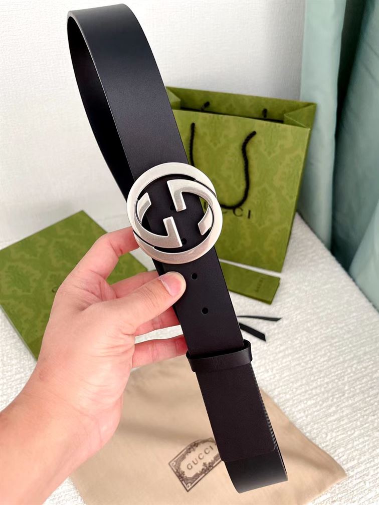 GUCCI LEATHER BELT WITH INTERLOCKING G – GB002