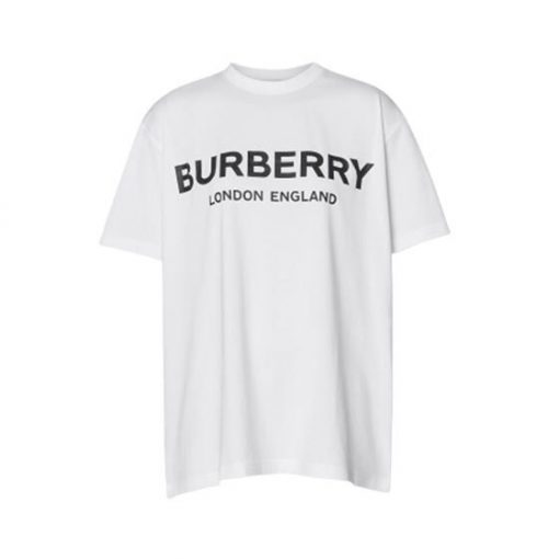 BURBERRY LOGO PRINT COTTON T-SHIRT IN WHITE – BRS009