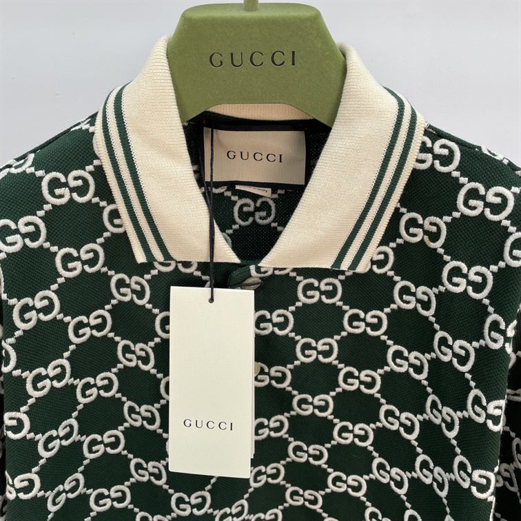 GUCCI NOJUM GG STRECH COTTON POLO IN GREEN – GGS012