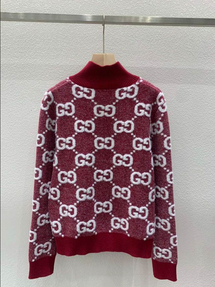 GUCCI Stitch Jacquard Red Knitwear – GCK056