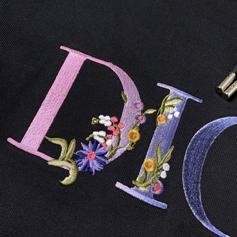 DIOR FLOWERS EMBROIDERED HOODIE BLACK – DOS008