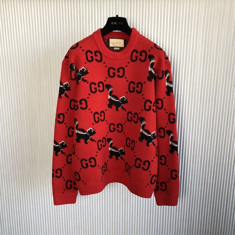 GUCCI GG AND SKUNK WOOL KNIT SWEATER – GCK012