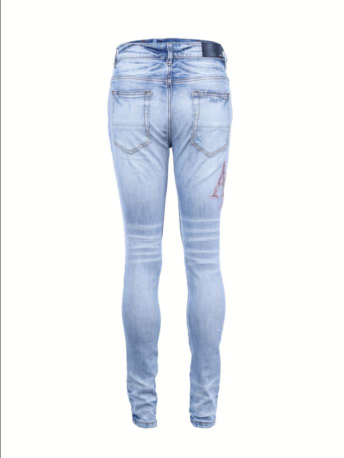 Amiri Logo-Embroidered Skinny Blue Jeans – AMIJ048