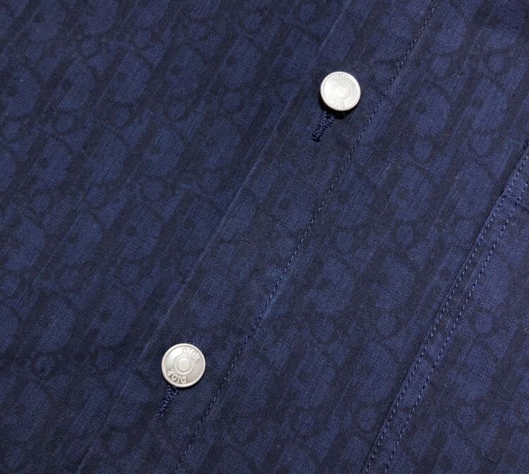 DIOR SHORT-SLEEVED OVERSHIRT NAVY BLUE AND BLACK DIOR OBLIQUE KASURI COTTON DENIM – DOT014