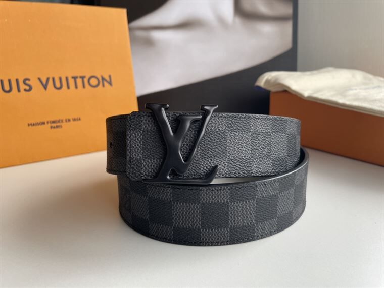 LOUIS VUITTON BELT INITIALES DAMIER GRAPHITE BLACK GREY – LBE019