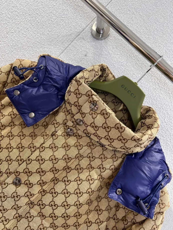 GG Canvas Down Jacket in Camel and Dark Brown – GCJ056