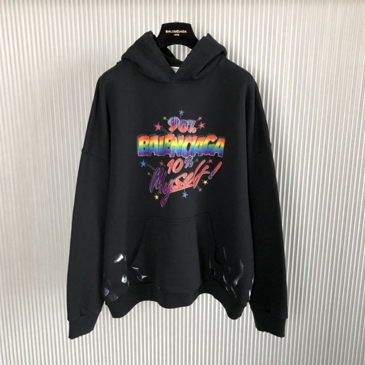 BALENCIAGA RAINBOW LOGO PRINT HOODIE – BH011