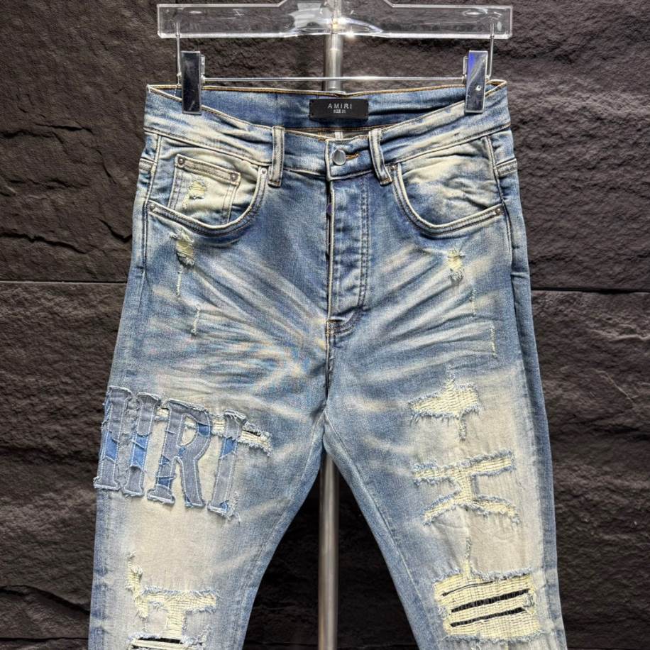 Amiri Hand Painted Slit Knee Blue Jean – AMIJ001