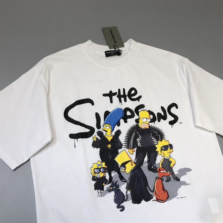 BALENCIAGA MEN’S THE SIMPSONS TM  20TH TELEVISION T-SHIRT OVERSIZED IN WHITE – BAS005