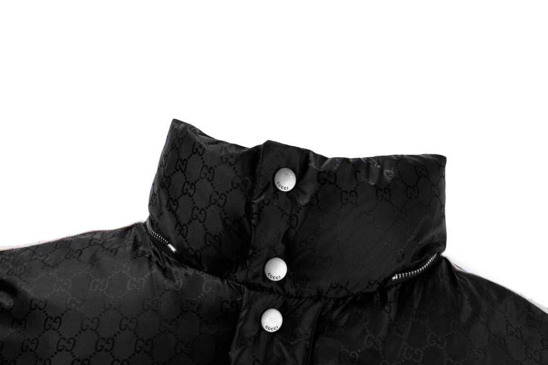 GUCCI Nylon Jacquard With Web Black Coat – GCJ048
