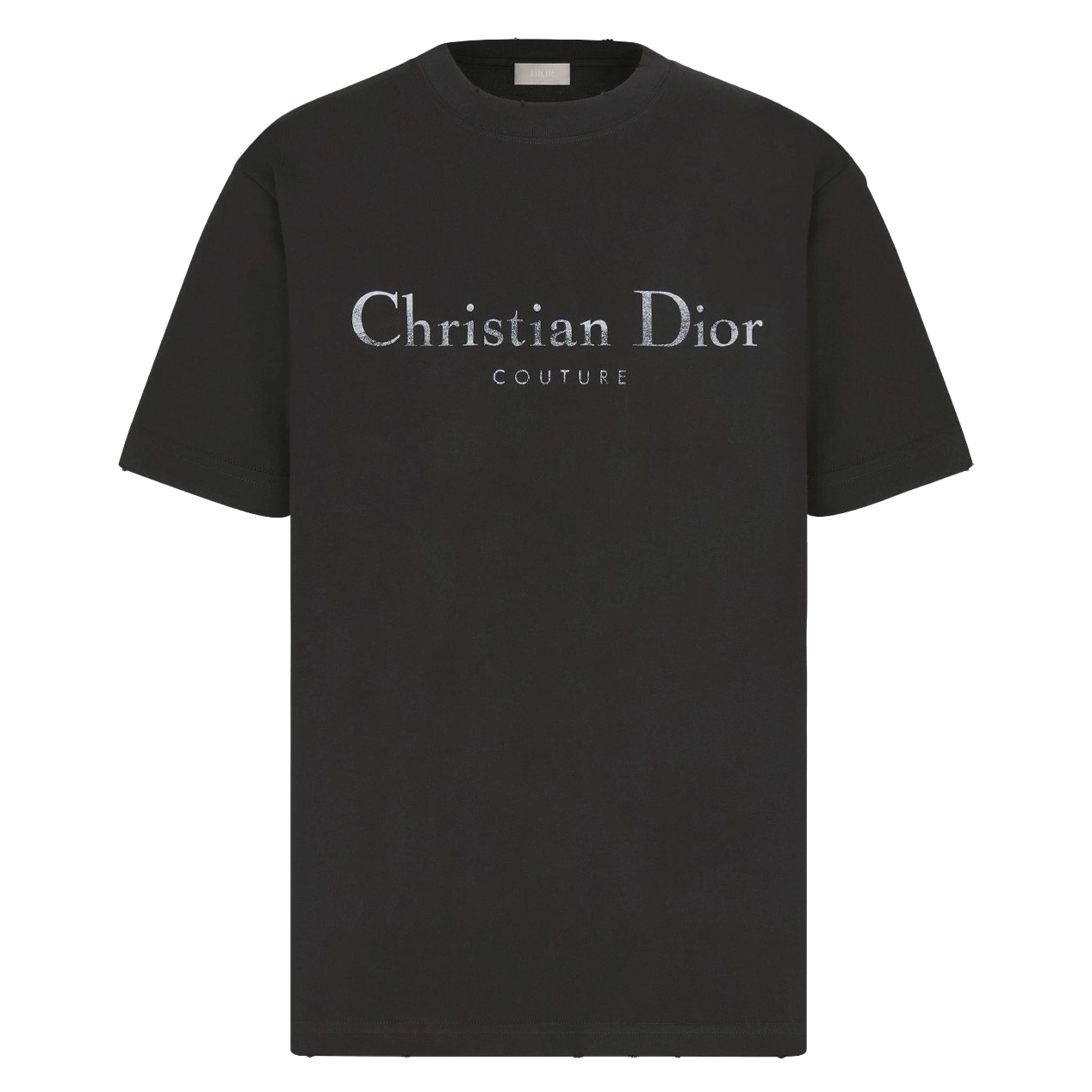DIOR COUTURE T-SHIRT, RELAXED FIT BLACK DISTRESSED-EFFECT COTTON JERSEY – DOT034