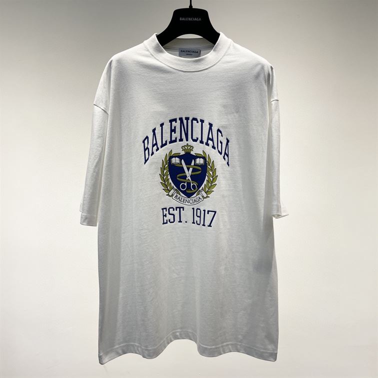 BALENCIAGA COLLEGE T-SHIRT MEDIUM FIT IN WHITE – BAS009