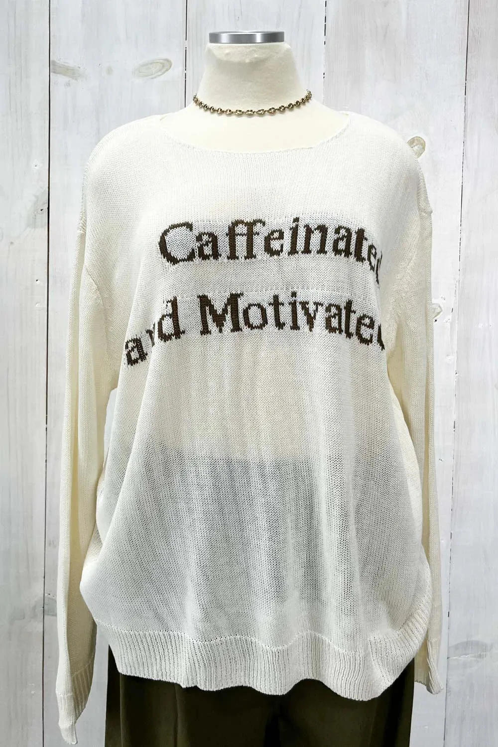 Plus Size Caffeinated and Motivated Knit Pullover Sweater