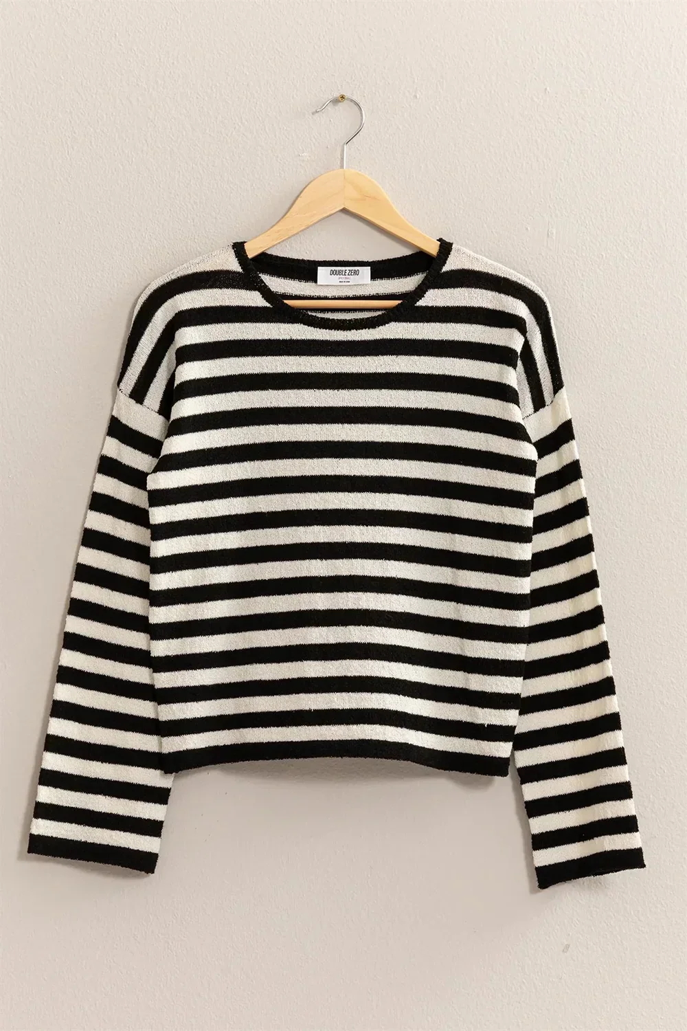 Classic Horizontal Striped Soft Knit Crew Neck Relaxed Fit Long Sleeve Pullover Sweater