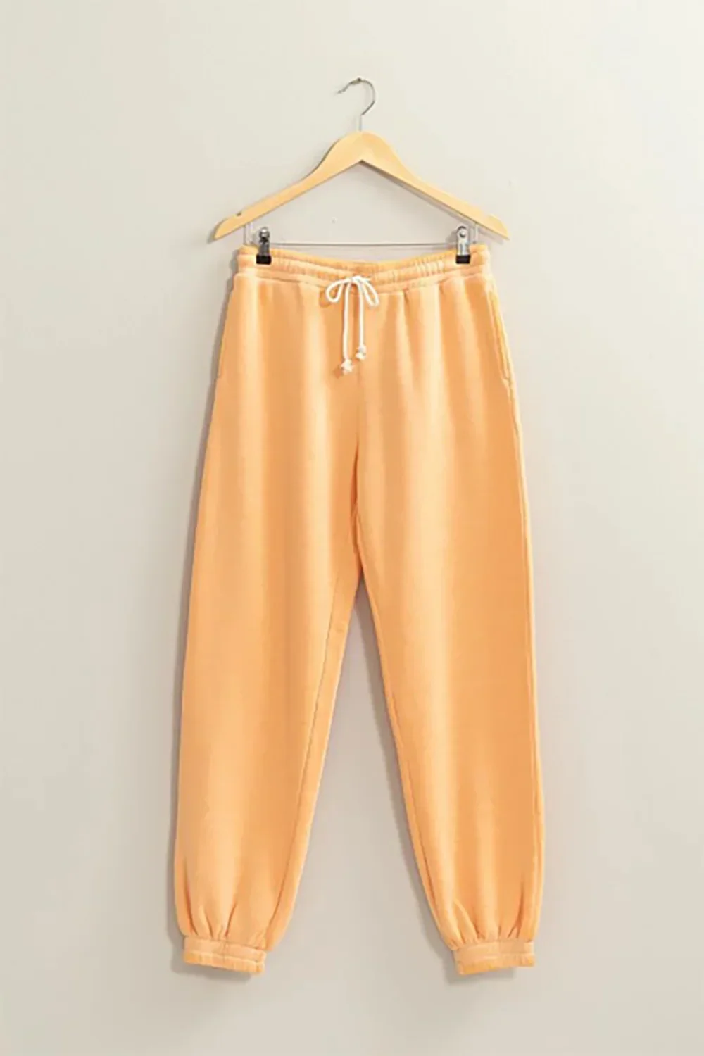 Peach Orange Soft Drawstring Joggers High Waist Comfort Pants