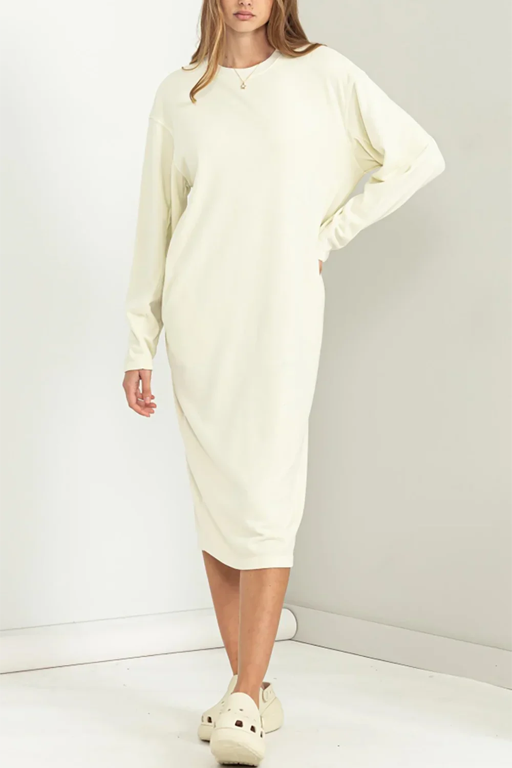 Oversized Midi Sweatshirt Dress Long Sleeve Casual Comfort Dress