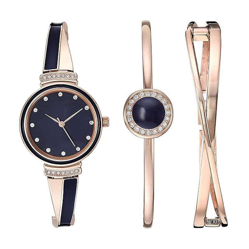 Luxury crystal-embellished watch and bracelet set