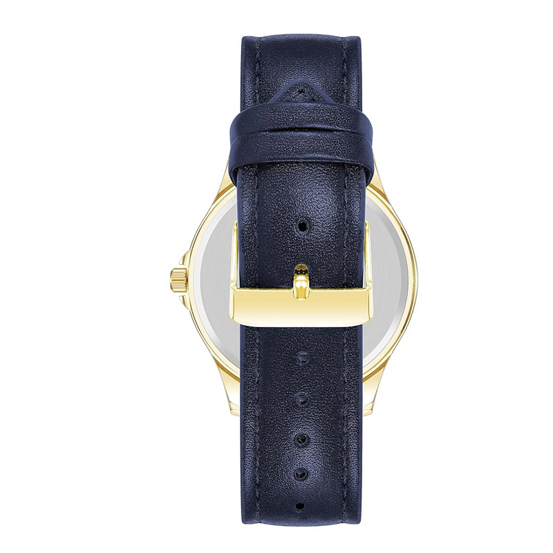 Men's easy-to-read 42mm leather strap analog watch