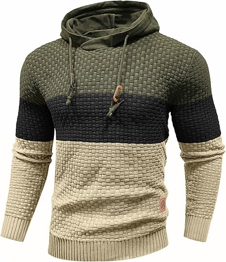 Men's long-sleeved solid color hooded sweatshirt pullover