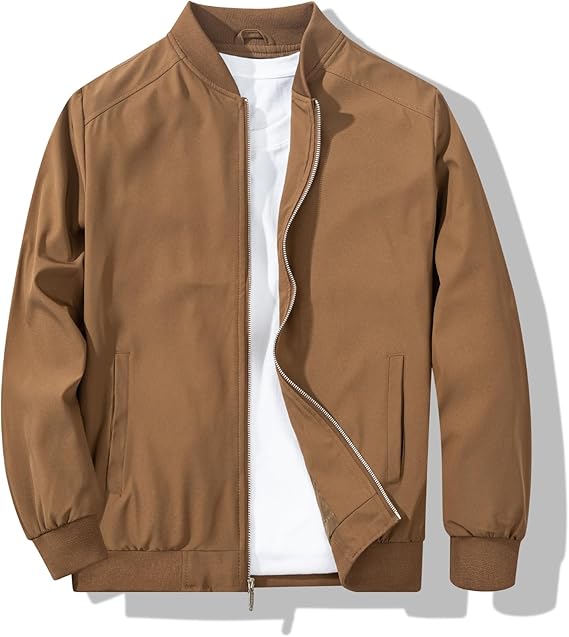 Men's bomber jacket, stylish, lightweight, windproof, casual outerwear for spring and autumn.